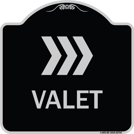 Signmission Valet Right Arrow Heavy-Gauge Aluminum Architectural Sign, 18" x 18", BS-1818-22744 A-DES-BS-1818-22744